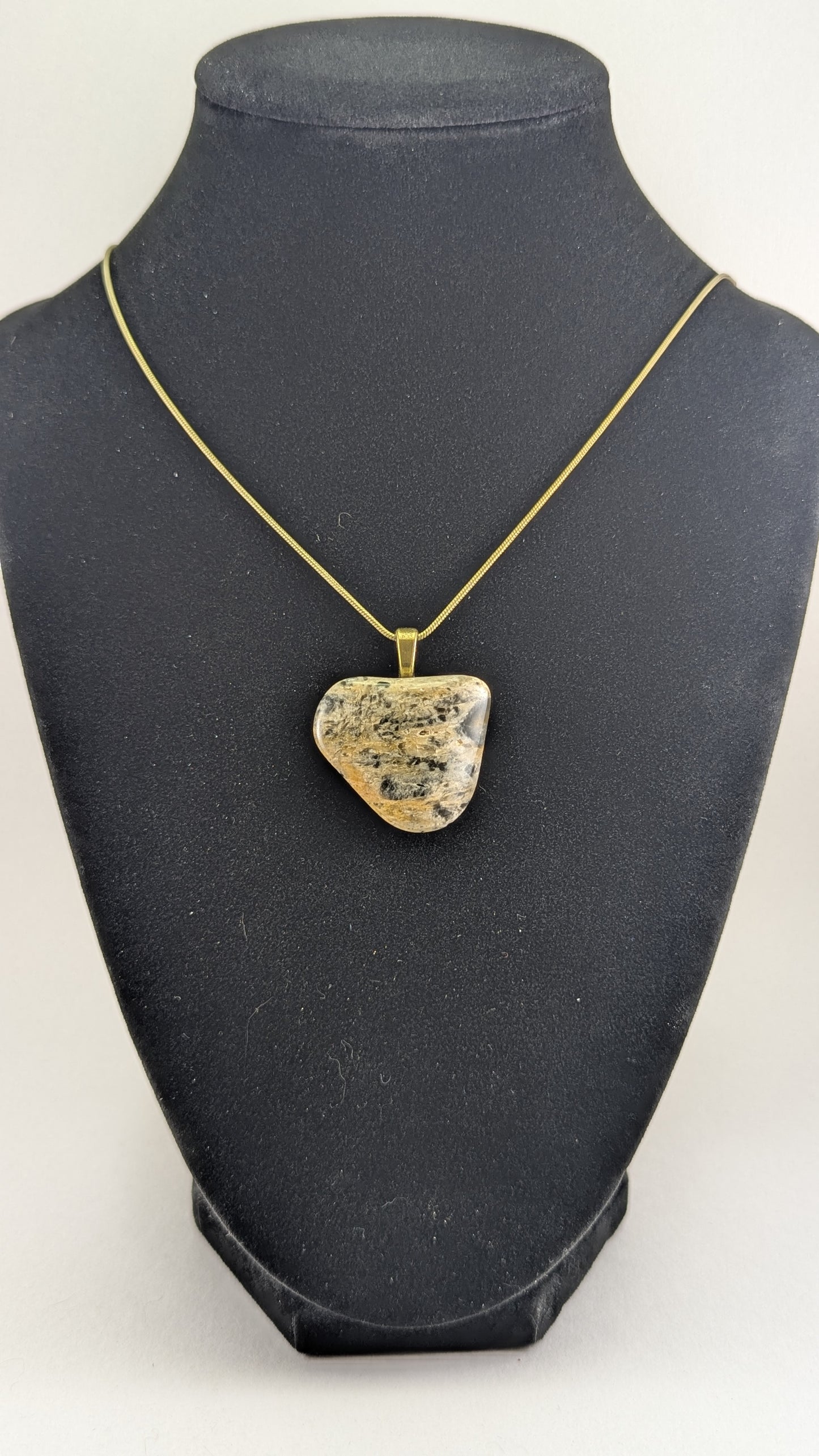 Earth-Toned Granite and Quartz Window Pendant Necklace