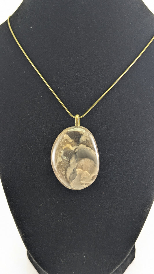 Banded Chert Structural Oval Pendant Necklace