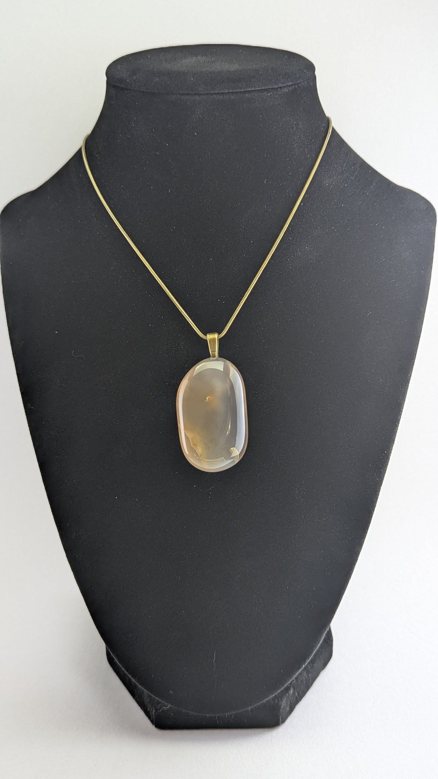 Oval Smoky Chalcedony Ribbon Pendant