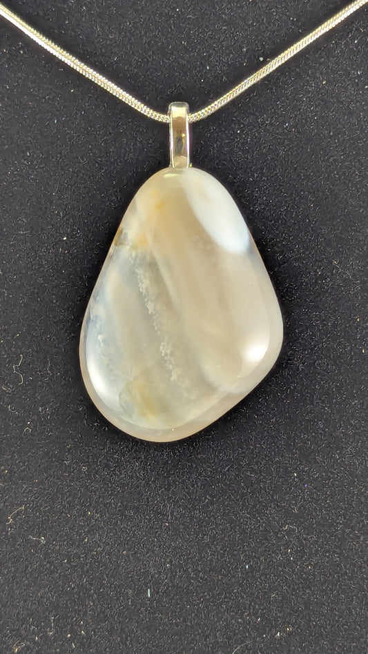 Milky Waterline Agate Pendant