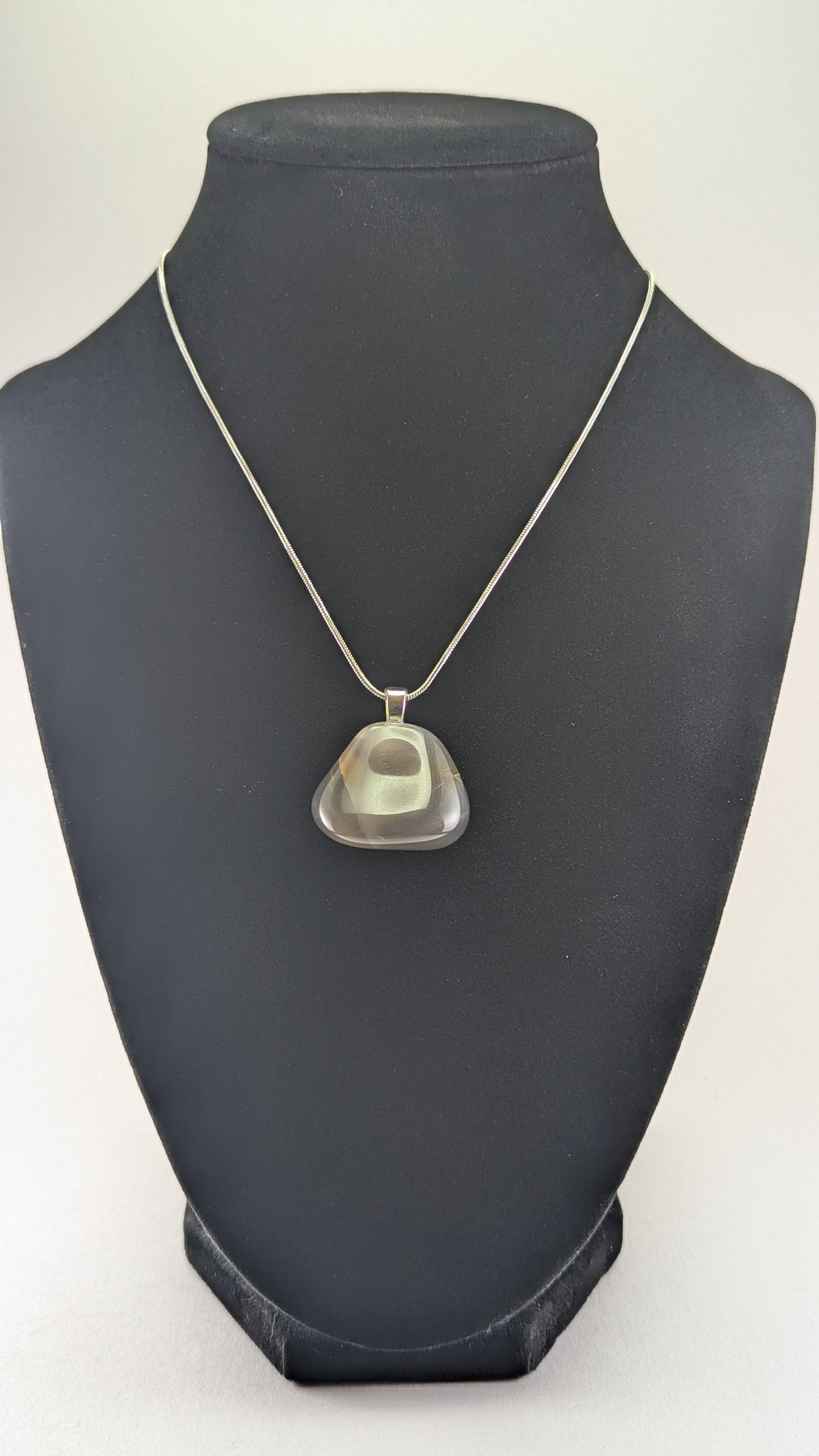Geometric Smoky Chalcedony Shield Pendant