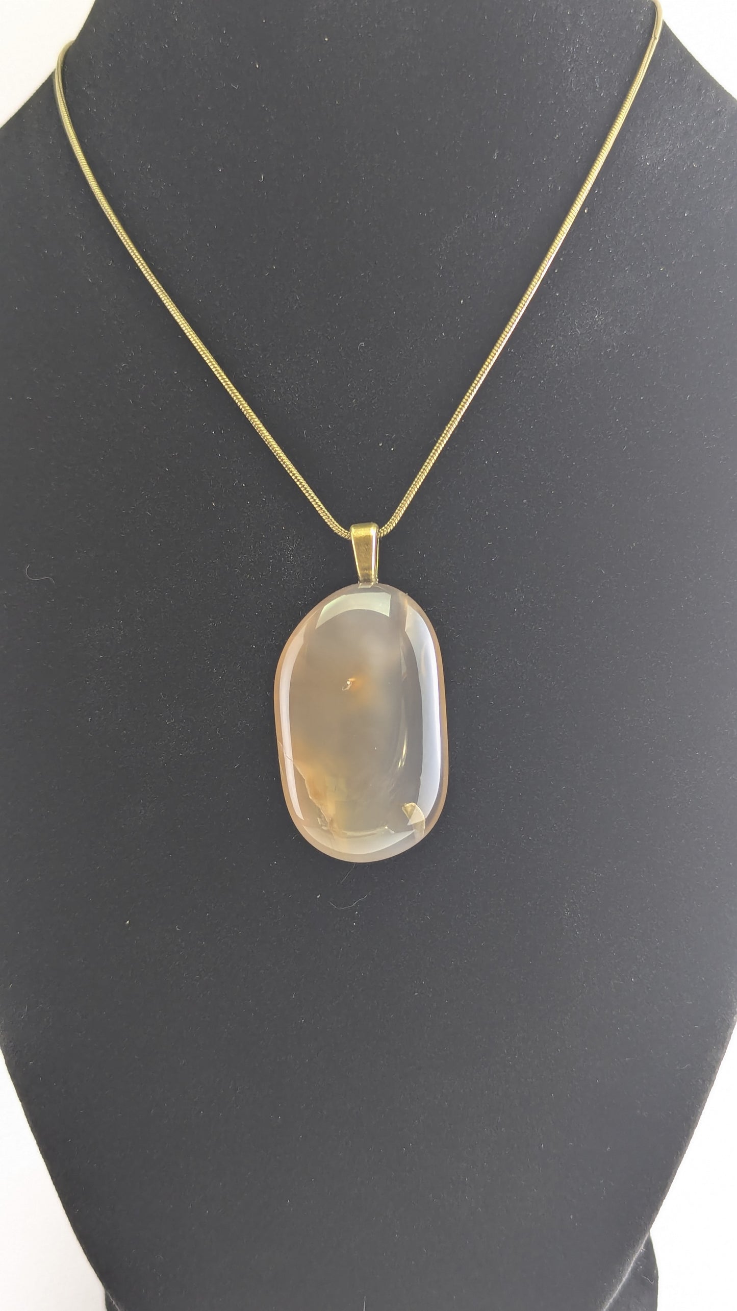 Oval Smoky Chalcedony Ribbon Pendant