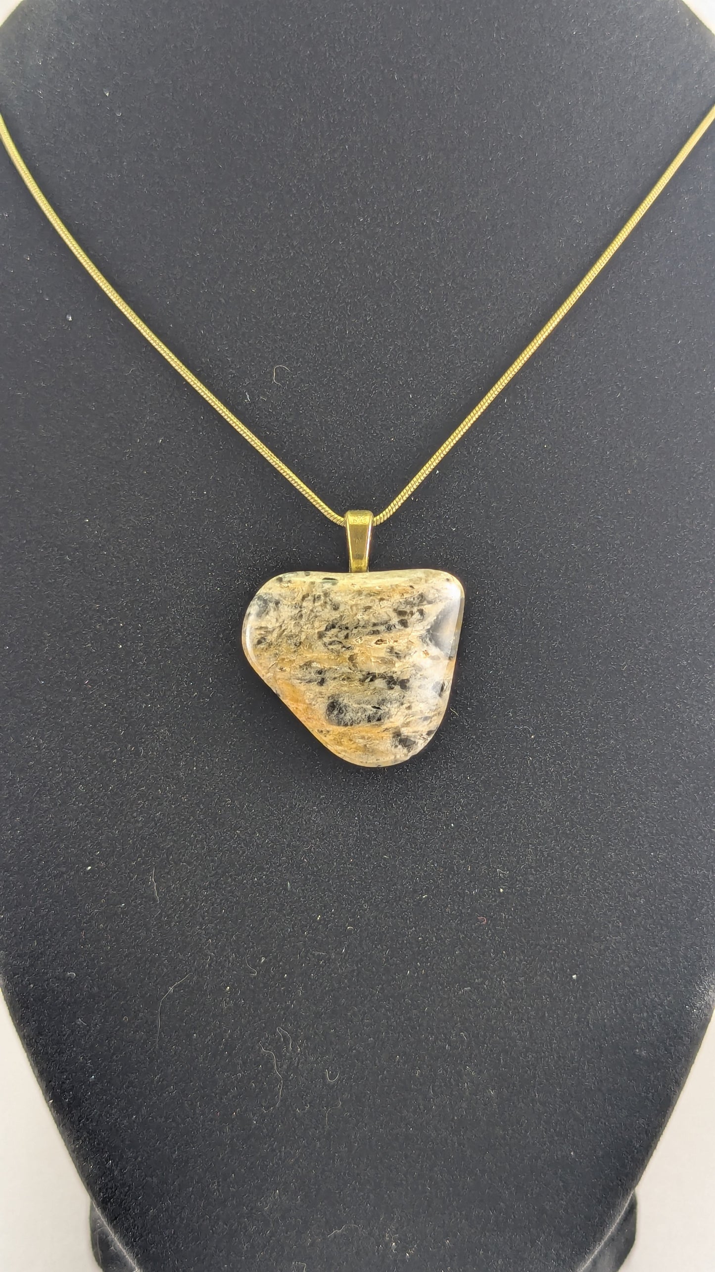 Earth-Toned Granite and Quartz Window Pendant Necklace