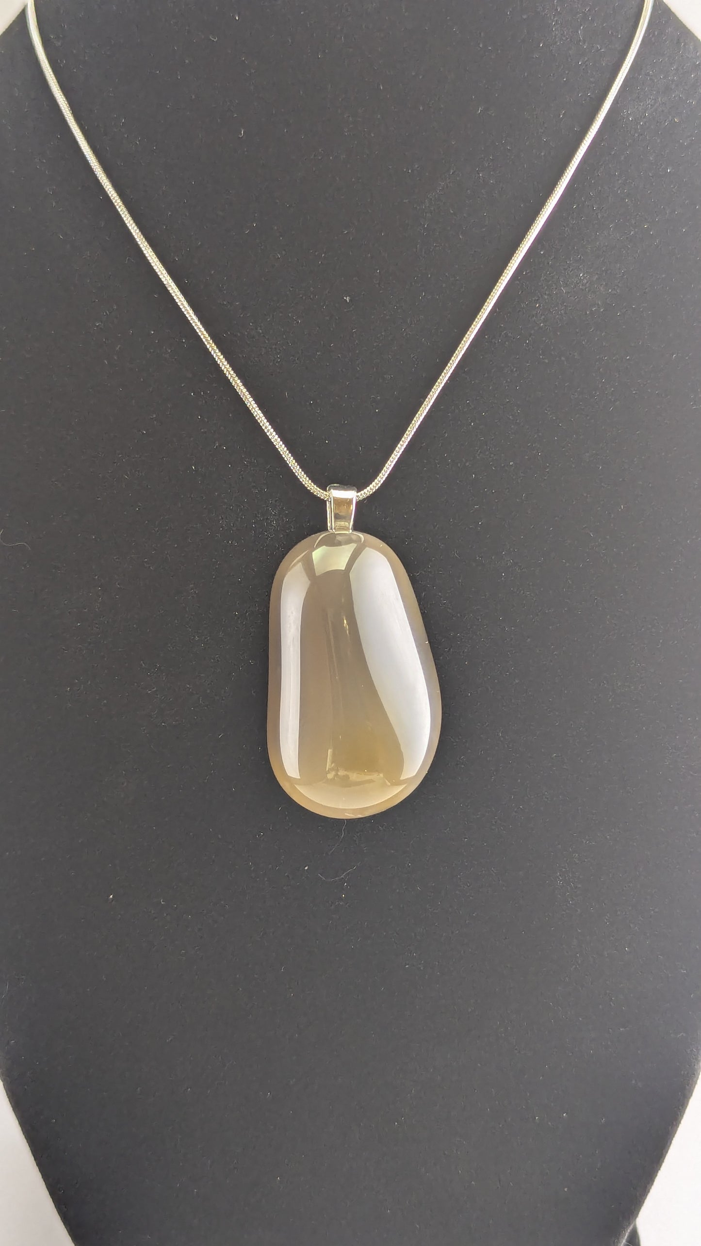 Elongated Smoky Chalcedony Capsule Pendant