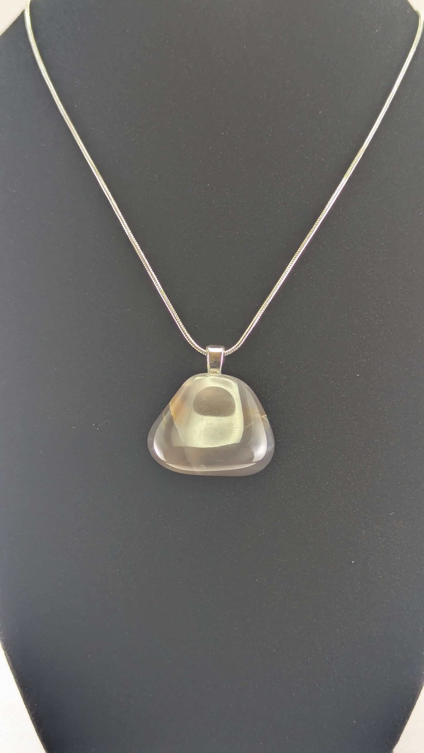 Geometric Smoky Chalcedony Shield Pendant