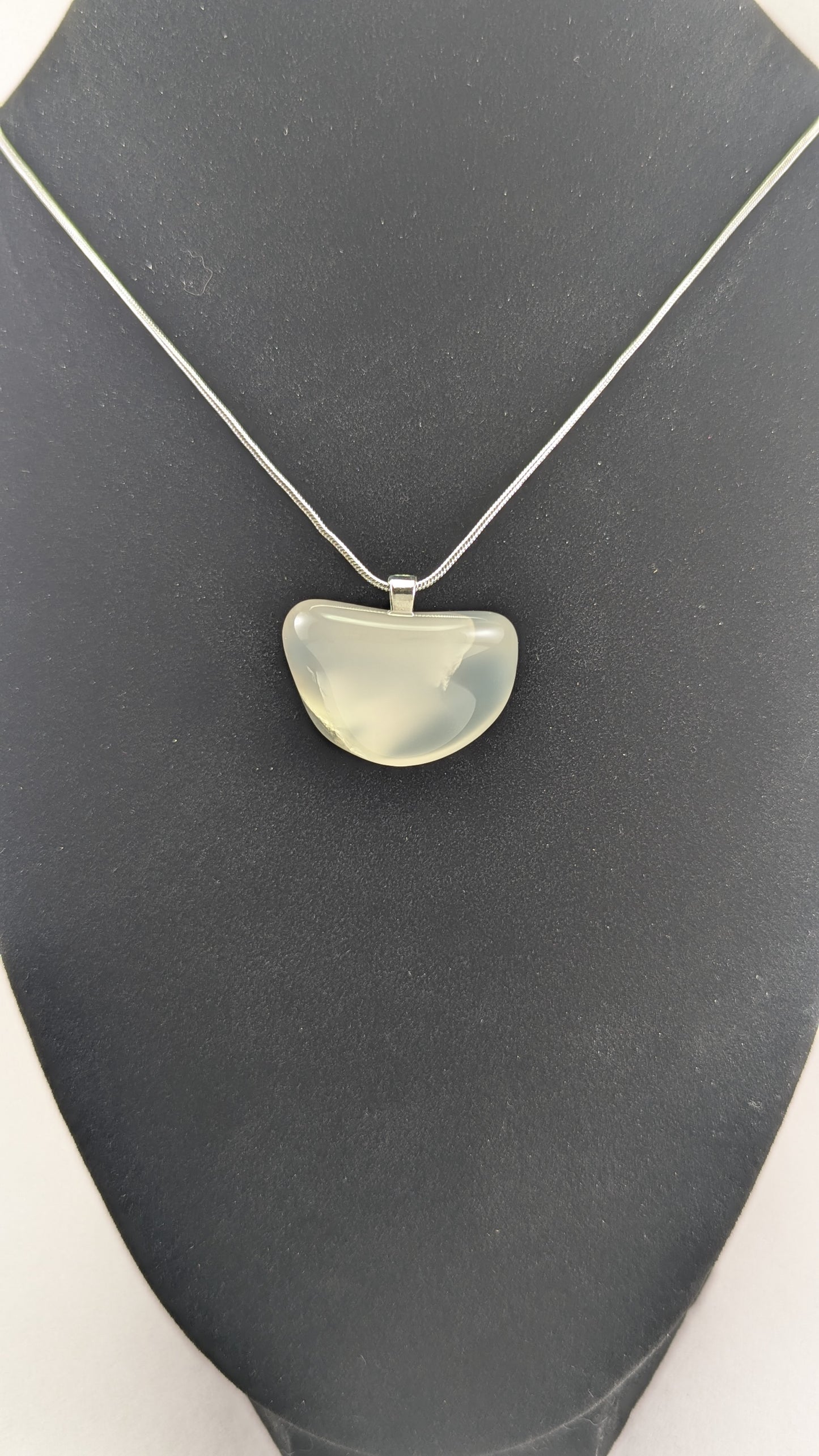 Ethereal Wavy-Fracture Translucent Quartz Pendant Necklace