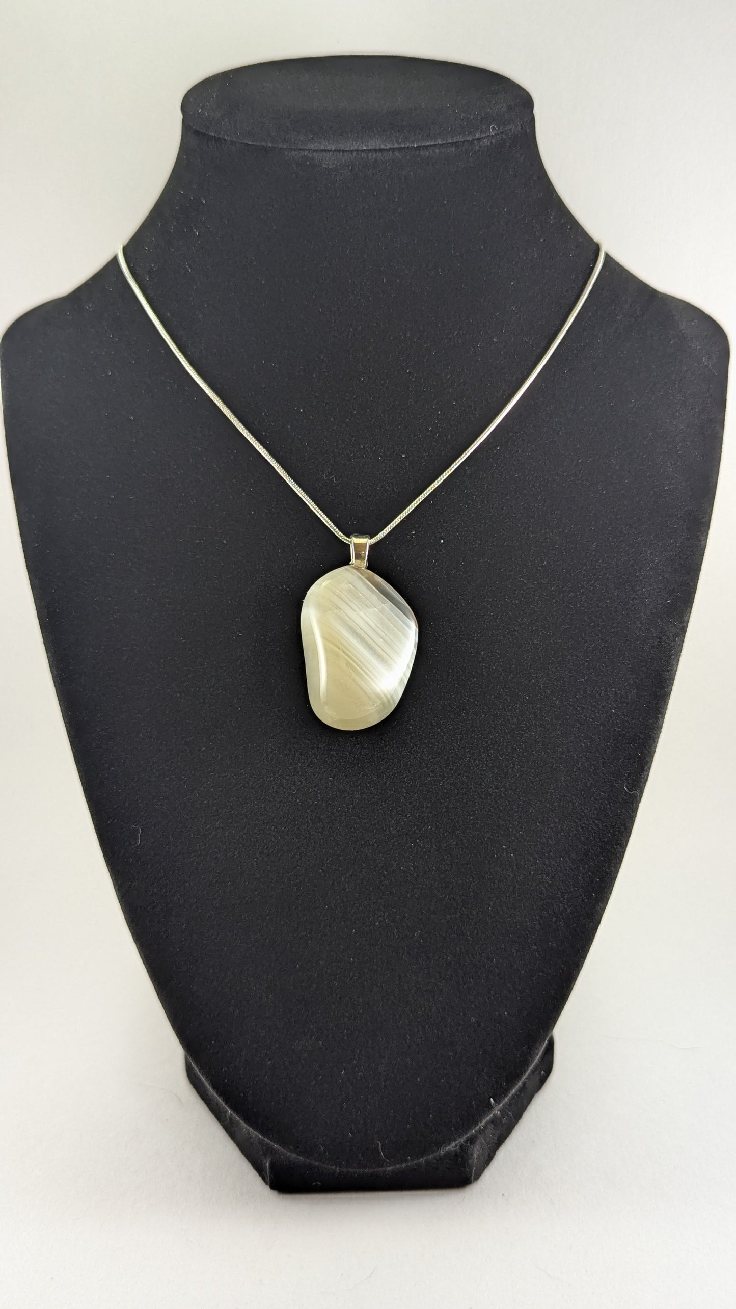 Milky Waterline Agate Pendant