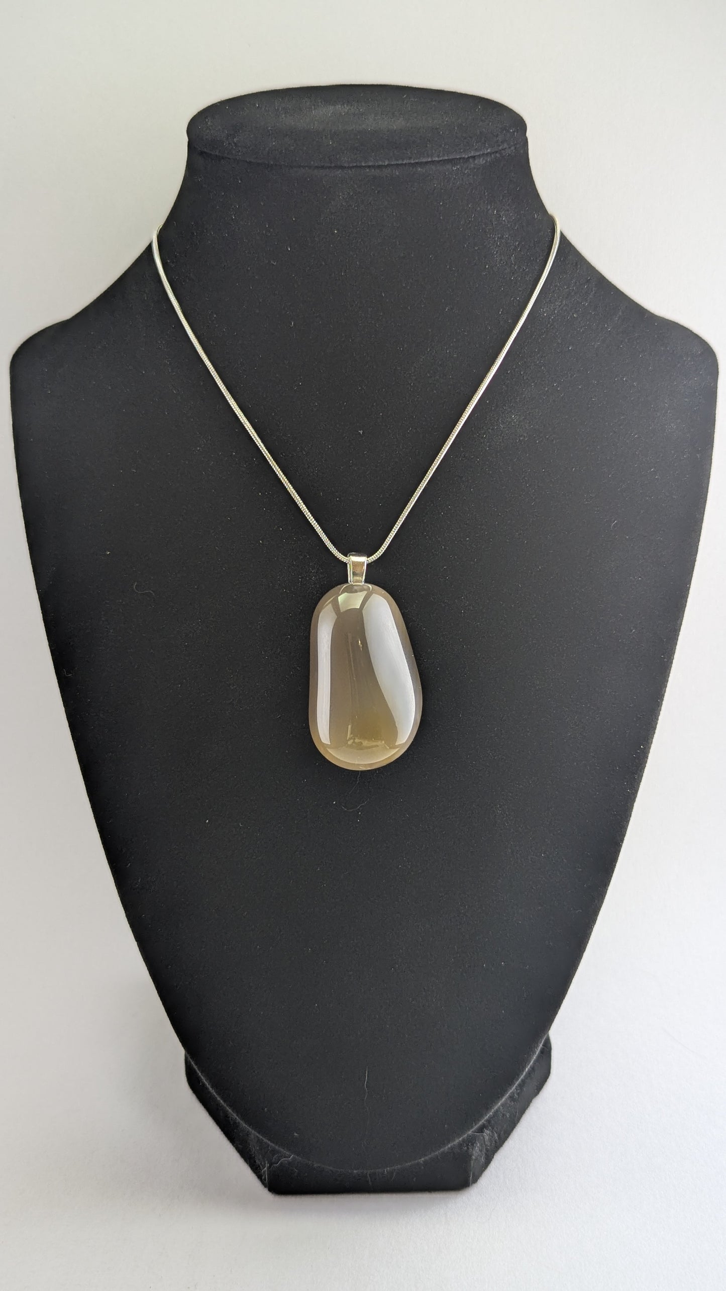 Elongated Smoky Chalcedony Capsule Pendant